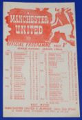 1945/46 League North Manchester Utd v Stoke City 4 May 1946 single sheet; score to team page. (1)