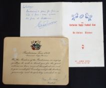 1958 Baabaas Farewell Card, Reunion Dinner Menu w/Signed Note (2): Slightly worn official crested