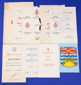 1973-83 Welsh Rugby Dinner Menus (10): Scarce British Columbia v Wales 'B' 1980 (taped corner) & v