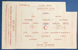 1957/58 Lancashire Senior Cup Manchester United v Bolton Wanderers single sheet match programme;