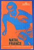 1975 Natal v France Rugby Programme: Professional, glossy, modern approach, almost psychedelic