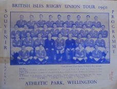 1950 British & I Lions Test Rugby Programme: Third test at Wellington, tiny taping to one margin