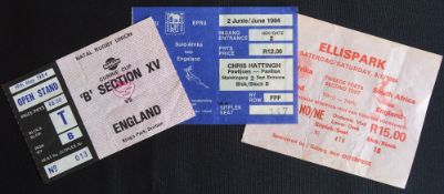 1984 Rugby Tickets, Two Tests & v Currie Cup B Section (3): Nice selection of match day tickets from