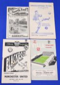 1951/52 Manchester Utd away match programmes Preston NE, Huddersfield Town, Aston Villa,