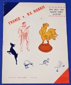 1961 NZ Maoris v France at Napier Rugby Programme: Less often found, very good example from the