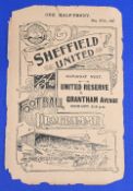 1906/1907 Midland League Sheffield Utd reserves v Grimsby Town reserves 4 page match programme 27