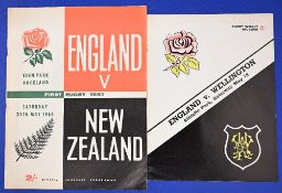 1963 England in New Zealand Rugby Programmes (2): First test at Auckland, large, bold cover; &