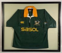 2000s S Africa framed signed Rugby Jersey: c.38