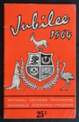 1964 S African Rugby Jubilee Souvenir inc Boland v Wales etc Team Sheets: The standard scarlet