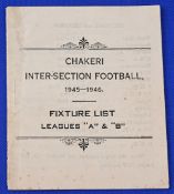 1945/46 Chakeri inter-section football league fixture list (September - March 1946) RAF sections