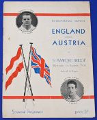1932 England v Austria international match programme 7 December 1932 at Stamford Bridge, 10 pages,