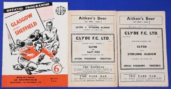 1955/56 Clyde v East Fife Div. 'A' programme, 1956/57 Clyde v Stirling Albion SL Cup; 1956 Glasgow v