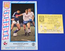 Scarce postponed 1985/86 WHU v Manchester Utd FAC 5th round match programme plus Match ticket 15