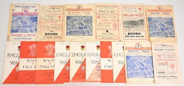 1937-1958 Vintage Wales & England Rugby Programmes (20): With some duplication & mixed conditions,