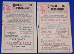 Post war Rugby League programmes: 1937/38 Wigan v Newcastle & 1938/39 Wigan v Leigh. Fair-Good