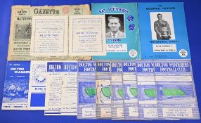 Selection of Bolton Wanderers home programmes 1946/47 Blackpool, Stockport County (FAC), 1953/54