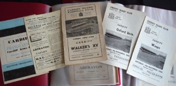 1957-66 Cardiff RFC Rugby Programmes (c.75): Super, sleeved collection across 10 yrs at Cardiff Arms