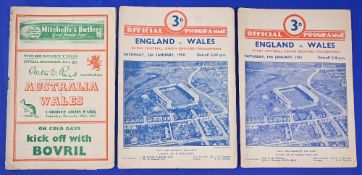 1947-52, Post-WW2 Wales Home Rugby programmes (3): v Australia 1947 & both Grand Slam seasons'