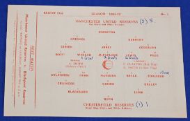 1954/55 Manchester United reserves v Chesterfield Central League single sheet match programme 23