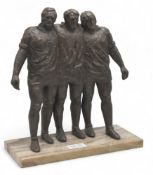 John Bonar Dunlop 'Bronze' resin Rugby figures Statue: Splendid ruggedly-modelled three-man rugby