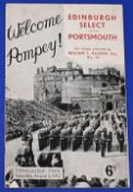 1952 Edinburgh Select XI v Portsmouth charity match programme 2 August 1952 at Tynecastle Park;