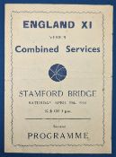 1944 England v Combined Services at Chelsea 29 April 1944 4 page souvenir match programme by Bloom's