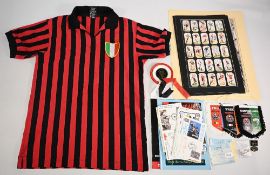 Pot Pourri of Football memorabilia to include an AC Milan shirt size Large, four sets of