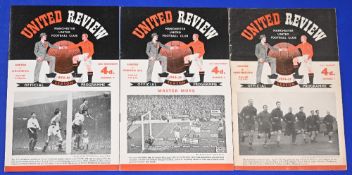1954/55 Manchester Utd home match programmes Arsenal, Preston NE, Portsmouth; fair/good. (3)