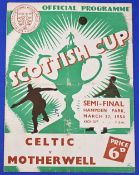 1953/54 Scottish Cup s/f Celtic v Motherwell at Hampden Park 27 March 1954; folds (kept flat for