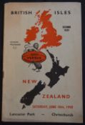 1950 British & I Lions Test Rugby Programme: Second test v NZ at Christchurch, substantial issue,