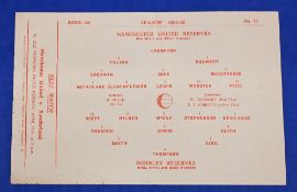 1954/55 Manchester Utd reserves v Burnley Central League single sheet match programme 9 April