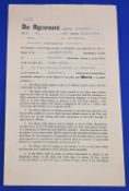 Player Contract between Manchester Utd: 1960 (May) to (June) 1961 player Joe Carolan authorised by