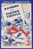 1952 Glasgow Cup Final Rangers v Partick Thistle match programme at Hampden Park 29 September