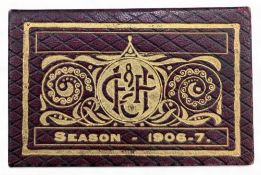 1906-07 Hunslet Rugby League Patron Season Ticket with fixture list, gilt embossed cover. Good