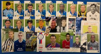 Football signed Photographs and Card, most are small -postcard sized images to include 11 2000