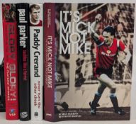 Four Manchester United Signed Books Autographs, Glory Glory Man Utd in The 90s signed by Author Andy
