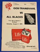 1976 in SA, E Transvaal v NZ Rugby Programme: Pleasing, packed, clean example from Springs. VG