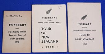 1957-69 Rugby Itineraries to New Zealand (3): Official NZFU compact cards for the visits of Fiji