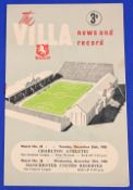 1950/51 Aston Villa reserves v Manchester Utd Central League match programme (also covers Villa v