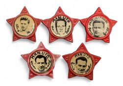 Badges: Manchester Utd Star badges generally early 1960s to include Maurice Setters, Albert Quixall,