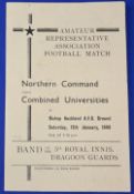 1946 Northern Command v Combined Universities representative football match programme 12 January