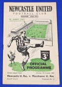 1950/51 Newcastle Utd reserves v Manchester Utd Central League match programme 7 October 1950;
