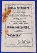 Very Scarce programme 1955 Ellesmere Port Town v Manchester United 