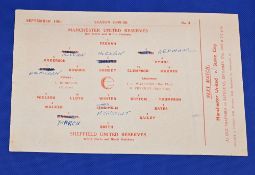 1949/50 Manchester United reserves v Sheffield Utd Central League single sheet match programmes 10