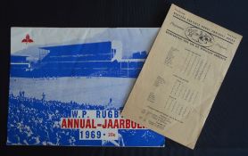 1969 W Province v Australia Rugby Programmes (2): Both the flimsy WP & the large Baumgarten