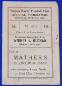 Post war Rugby League programme: 1929/30 Widnes v Australia, fair condition with a missing staple,