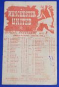 1945/46 League North Manchester Utd v Blackburn Rovers 9 March 1946 single sheet; team changes. (1)