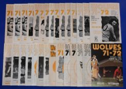 1971/72 Wolves complete season home programmes (21); FAC v Leicester City; friendly v GVAV