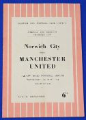 1954 Scarce issue Norwich City v Manchester Utd. Norfolk & Norwich Charities Cup match programme;