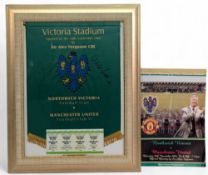 Sir Alex Ferguson Signed Northwick Victoria Opening Pennant, the framed pennant signed by Alex